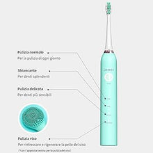 Carica l'immagine nel visualizzatore di Gallery, JIMMY T6 Spazzolino elettrico sonico IPX7, con 4 modalità di uso, testina di ricambio e funzione skincare con testina specifica per viso