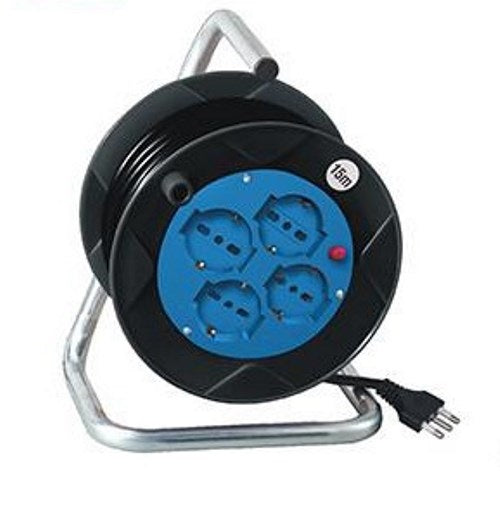 Avvolgicavo 4 Posti Bipasso/Schuko 15Metri Con Protez. Termica (Pea5-15-Bk)