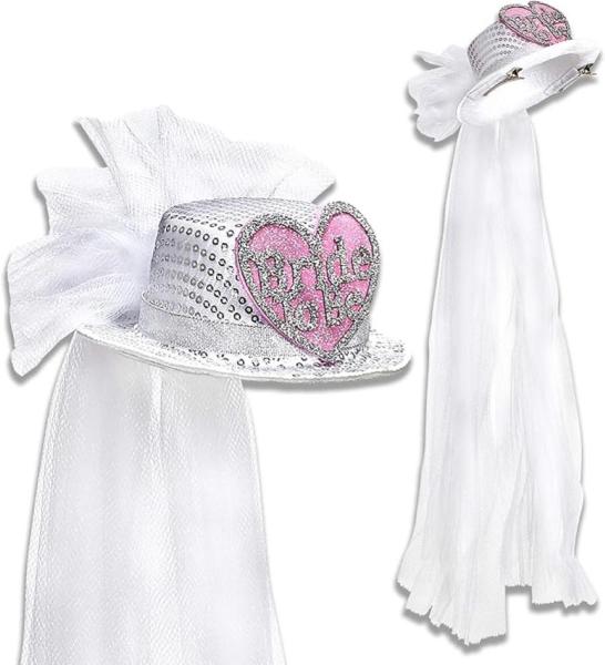 CAPPELLO A CILINDRO CON CUORE BRIDE TO BE IN PAILLET