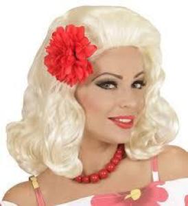 Parrucca Pin Up Bionda C/Rosa
