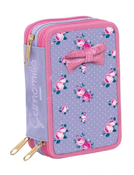 Astuccio 3 Zip Camomilla Flower Buds 2 Colori Lilla E Nero