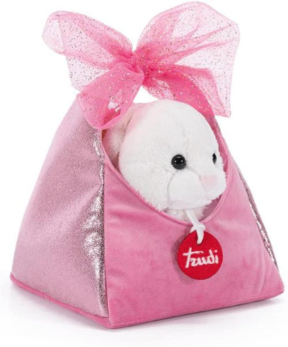 Peluche Coniglietto Bianco In Borsa Rosa Con Fiocco