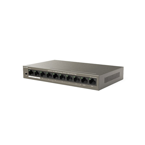 Tenda Tef1110P-8-63W - Desktop Switch 10 Porte Con 8 Porte Poe + 2 Porte Fe (Data+Nvr) - 10/100 Mbps - Chassis Metallo