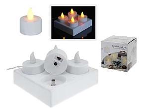 Scatola 8 Tealight Ricaricabili C/Base