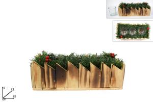 P/Candele Legno C/Pigne E Bacche