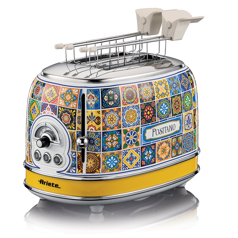 Ariete Toaster Positano Edition (155) - Tostapane Elettrico In Metallo - 6 Livelli Doratura - Espulsione Automatica - 2 Fette -810W