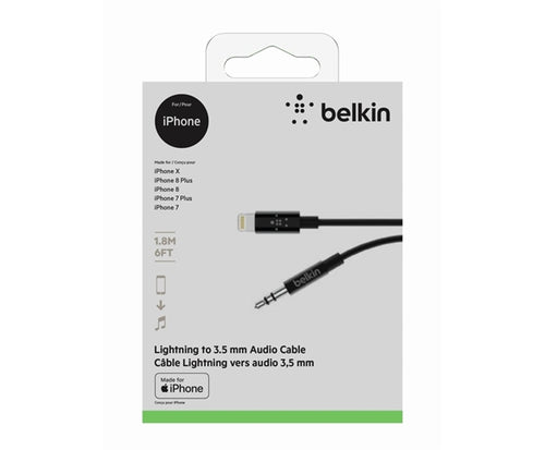 Cavo Aux Da Lightning A Audio Jack 3.5Mm - 1,8 Metri - Nero
