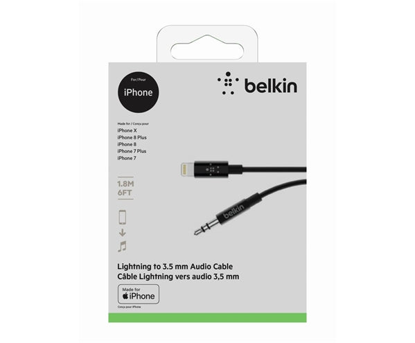 Cavo Aux Da Lightning A Audio Jack 3.5Mm - 1,8 Metri - Nero
