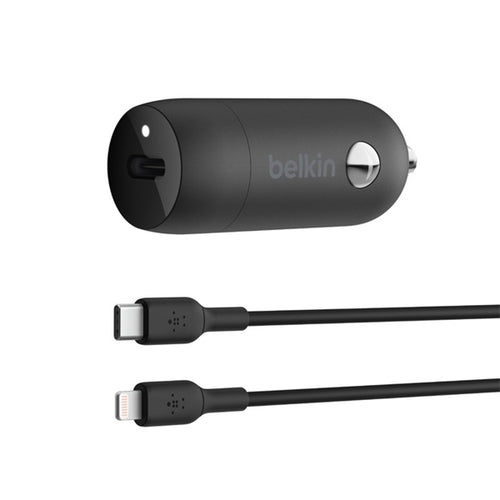 Caricabatterie Da Auto 30W Con Porta Usb Pps Con Cavo Da Usb-C Alightning - Nero