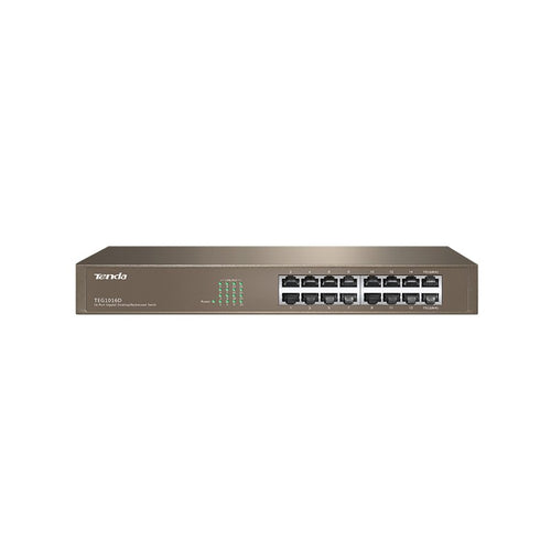 Tenda Teg1016D-Rack Switch 16 Porte Gigabit-10/100/1000 Mbps-Chassis Metallo
